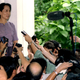 Aung San Suu Kyi holds a press conference after being released from house arrest in 1995.